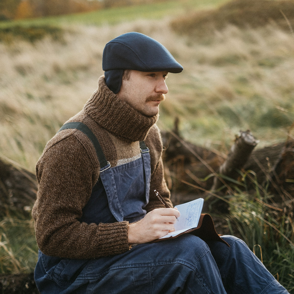 Wool flat cap store with ear flaps